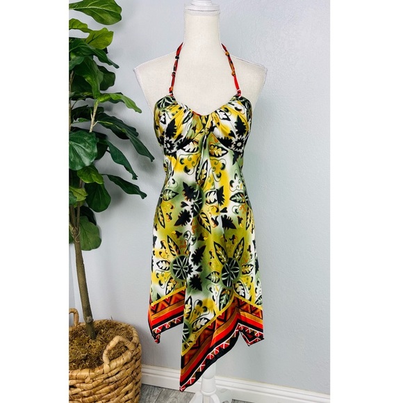 Rubber Ducky Productions Abstract Asymmetrical Halter Top Backless Mini Dress - Picture 1 of 5